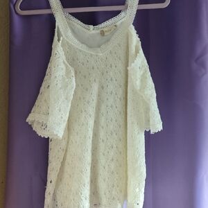 Altar'd State Cream 3/4 Sleeve Cut Out Blouse